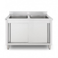 Mueble Fregadero Industrial 2 Senos LARRYHOUSE 120X60X85 Cm