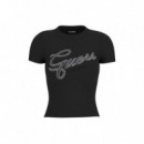 Camiseta con Brillantes en el Logo de GUESS