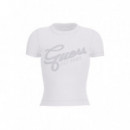 Camiseta con Brillantes en el Logo de GUESS