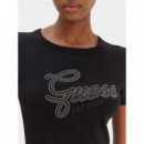 Camiseta con Brillantes en el Logo de GUESS