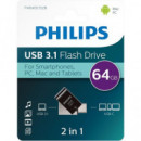 PHILIPS Pendrive Dual USB a y Tipo C 64GB FM64DC152B para Android