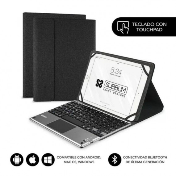 Funda SUBBLIM Keytab Pro 10.1" con Teclado BLUETOOTH y Touchpad Negra