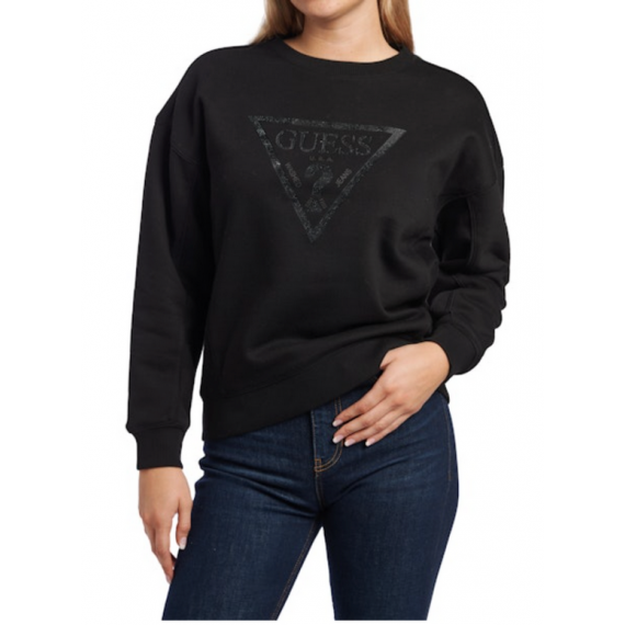 Sudadera GUESS Negra Logotipo Strass
