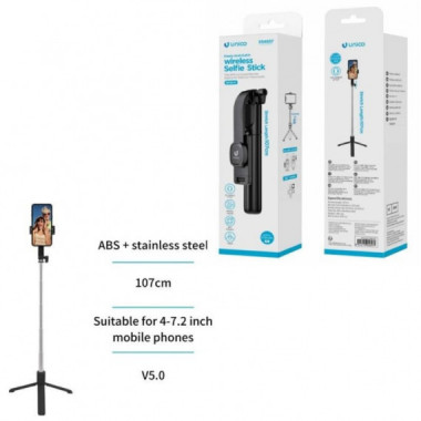 UNICO Palo Selfie SS4657 BLUETOOTH 5.0 Retractil 107CM Negro