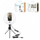 UNICO Tripode con Aro de Luz  BR1485 8 Diametro 20CM para Movil USB Negro