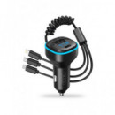 XO Transmisor Fm BLUETOOTH  Coche con USB A/1XTIPO C XO-BCC07 Cables Lightning,tipo C,micro USB