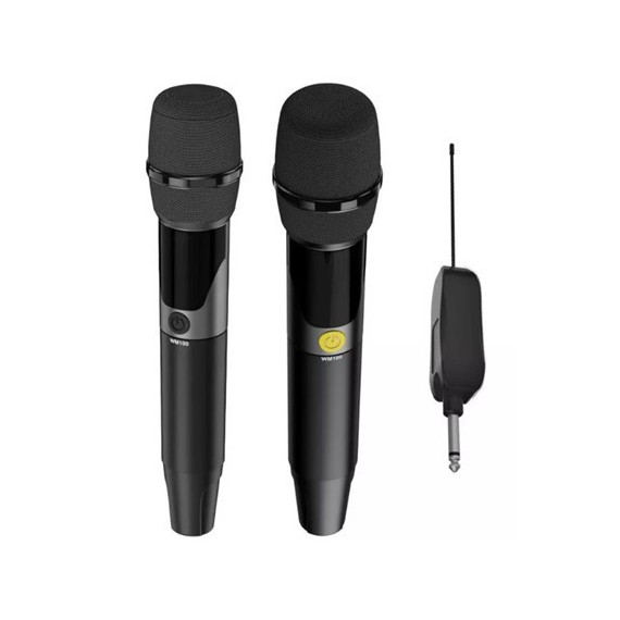 HIFUTURE Pack 2 Microfonos Inalambricos Recargables WM100 Negro