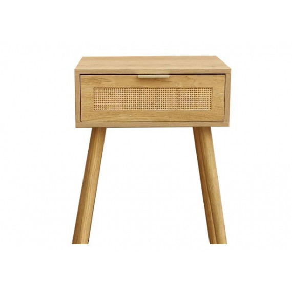 MESA DE NOCHE FREYA MADERA DE PINO Y RATTAN