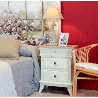 MESA DE NOCHE REF. 106336  COLOR CREMA Y NATURAL - Guanxe Atlantic Marketplace