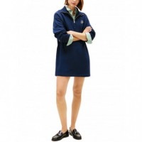 TOMMY HILFIGER - Th Script 1/2 Zip Terry Dress - C1G - F|WW0WW48432/C1G