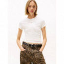 Tjw Slim Bling Linear Tee Ext Ancient Wh  TOMMY JEANS