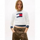 Tjw Sparkle Flag Sweater Ext Ancient Whi  TOMMY JEANS