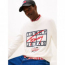 Tjm Reg Signature Sweater Ext Ancient Wh  TOMMY JEANS