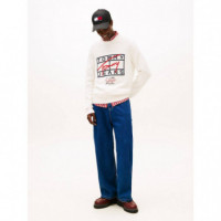 Tjm Reg Signature Sweater Ext Ancient Wh  TOMMY JEANS