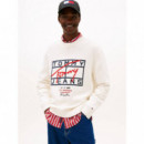 Tjm Reg Signature Sweater Ext Ancient Wh  TOMMY JEANS
