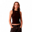 Camiseta de Tirantes de Canalé de Algodón con Insignia  CALVIN KLEIN