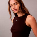 Camiseta de Tirantes de Canalé de Algodón con Insignia  CALVIN KLEIN