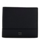 Cartera Plegable de Piel con Detalle de Logo Apilado  HUGO BOSS
