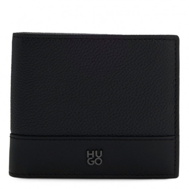 Cartera Plegable de Piel con Detalle de Logo Apilado  HUGO BOSS