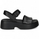 Carmelita Plataforma Piel Negro  CAMPER