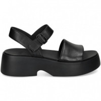 Carmelita Plataforma Piel Negro  CAMPER