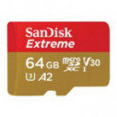 Tarjeta de Memoria SANDISK Micro Sdxc Extreme 64GB C10 V30 Uhs-i con Adaptador Sd (SDSQXAH-064G-GN6MA)