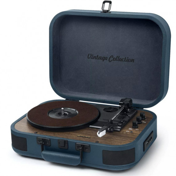 MUSE MT201OB Tocadiscos con Tres Velocidades, Bluetooth, USB y Sd Azul