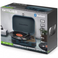 MUSE MT201OB Tocadiscos con Tres Velocidades, Bluetooth, USB y Sd Azul