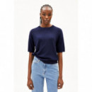 Camisetas Mujer Camiseta ARMEDANGELS Lizaa Lino Tinted Navy