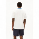 Polos Polo ARMEDANGELS Aadru Retro Light Oatmilk Pigment Blue