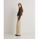 Pantalones Mujer Pantalón YERSE Dobra Ancho Pana Natural