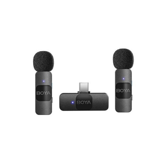 BOYA Pack de 2 Microfonos Inalambrico de Solapa BY-V20 Conector Tipo C