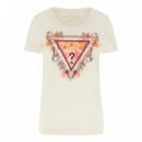 Camiseta Logotipo Triángulo Floral  GUESS