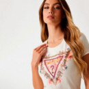 Camiseta Logotipo Triángulo Floral  GUESS