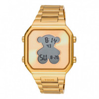 Reloj Digital con Brazalete de Acero Ipg  Dorado D-bear  TOUS