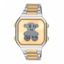 Reloj Digital con Brazalete de Acero Ss y Acero Ipg Dorado D-bear  TOUS