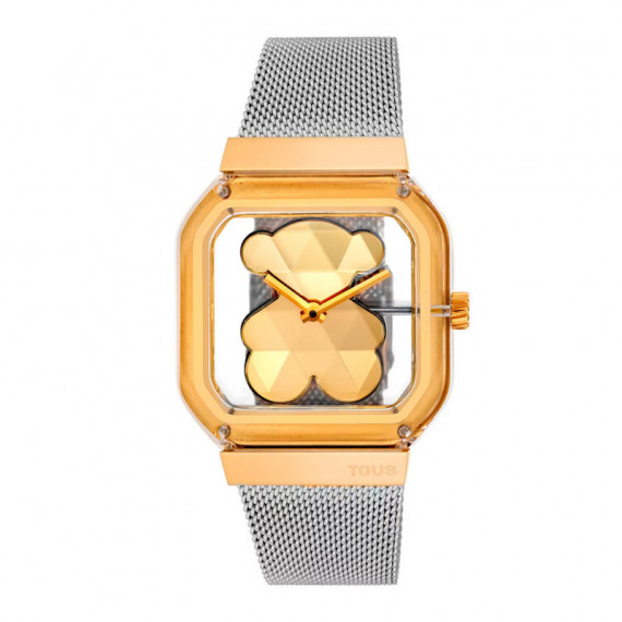Reloj Analógico con Brazalete de Acero y Acero Dorado D-bear Party  TOUS