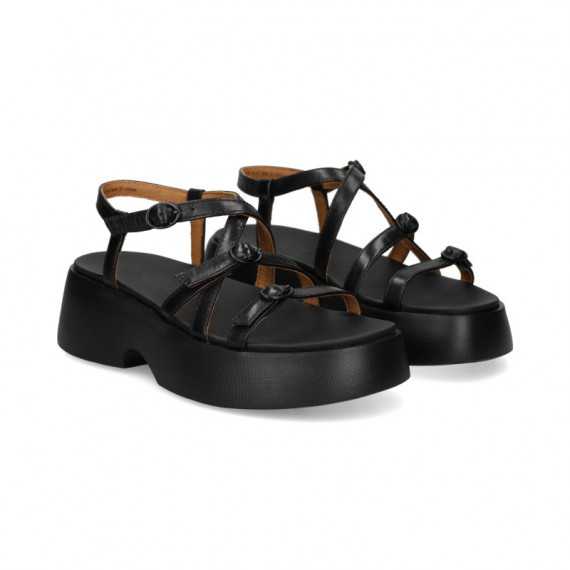 Tiras con Hebillas X Piel Negro  CAMPER