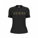 Camiseta con Logotipo Frontal de Strass de GUESS