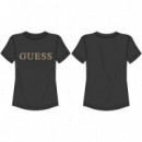 Camiseta con Logotipo Frontal de Strass de GUESS