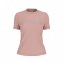 Camiseta con Logotipo Frontal de Strass de GUESS