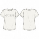 Camiseta con Logotipo Frontal de Strass de GUESS