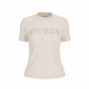 Camiseta con Logotipo Frontal de Strass de GUESS