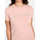 Camiseta con Logotipo Frontal de Strass de GUESS