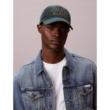 Corduroy Graphic 5 Panel Cap Navy Teal  CALVIN KLEIN