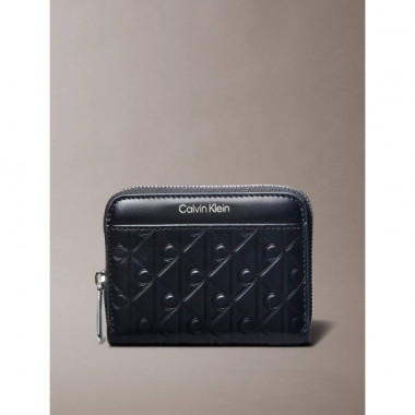 EMBLEM AOP EMBOSSED ZIP AROUND BLACK