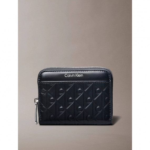 Emblem Aop Embossed Zip Around Black  CALVIN KLEIN