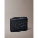 Emblem Aop Embossed Zip Around Black  CALVIN KLEIN