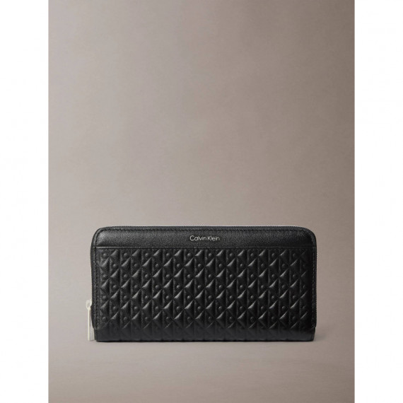Emblem Aop Embossed Long Wallet Black  CALVIN KLEIN