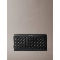 Emblem Aop Embossed Long Wallet Black  CALVIN KLEIN